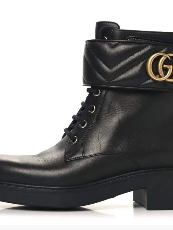 Gucci Shoes - Gucci Black Leather Logo Ankle Boots